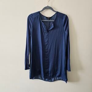 Simply Vera Blue Split Neckline Long Sleeves Blouse Size L